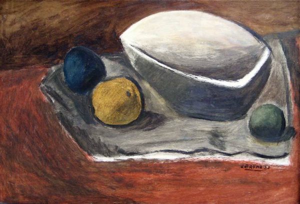 1952 : Bol et fruits   (29,1 x 41,8 cm : Huile sur masonite)