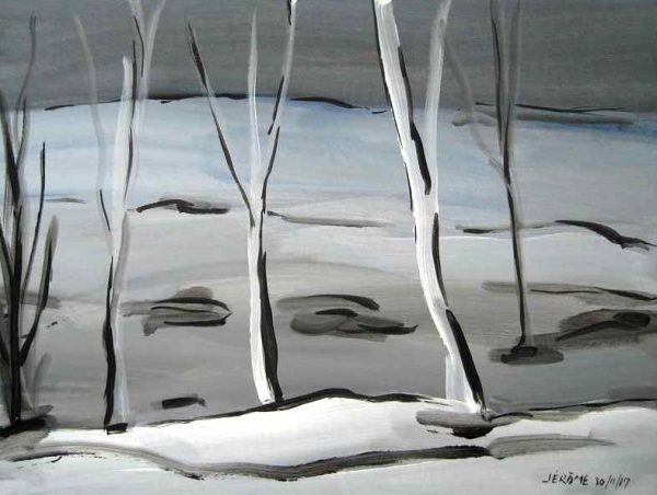 1987 Paysage : L'eau gelée   (23,2 x 30,5 cm  : Acrylique sur carton)