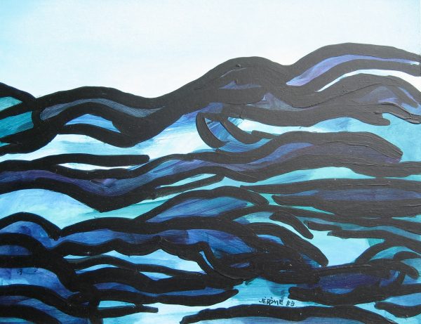 1988 Paysage : La mer verte I   (23,2 x 30,5 cm : Acrylique sur carton)
