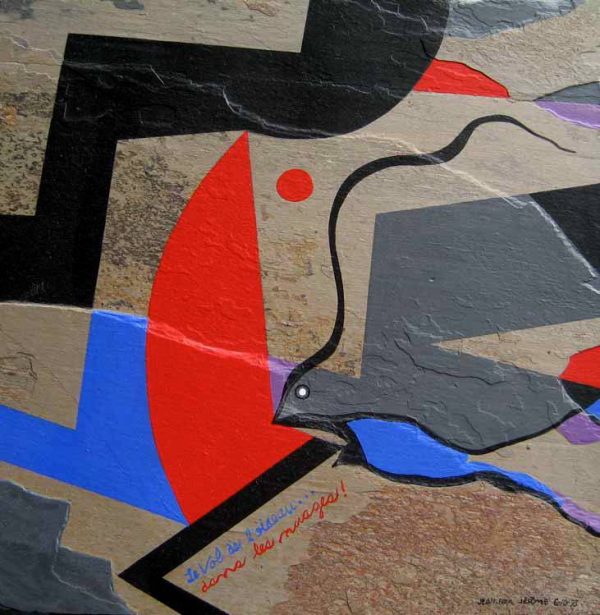 1995 : L'envol de l'oiseau   (30,5 x 30,5 cm : Acrylique sur carreau céramique)