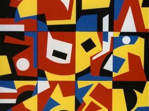 1995 : Les échiquiers rouges ( 12 toiles de 61 x 45,7 cm / total 183 x 182,8 cm : Acrylique sur toile de coton) 1995 : Les échiquiers rouges ( 12 toiles de 61 x 45,7 cm / total 183 x 182,8 cm : Acrylique sur toile de coton)