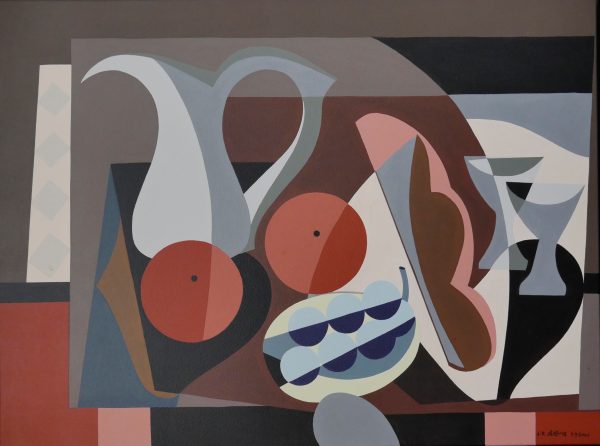 2000 : Nature morte au vase gris   (45,7 x 61 cm : Acrylique sur toile de coton)