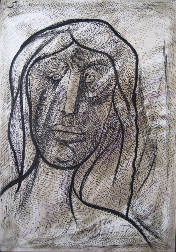 1990 : Sans titre   (66 x 45,7 cm : Dessin à l'encre de Chine sur carton)