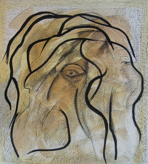1990 : Sans titre   (59,3 x 53,3 cm : Dessin à l'encre de Chine sur carton)