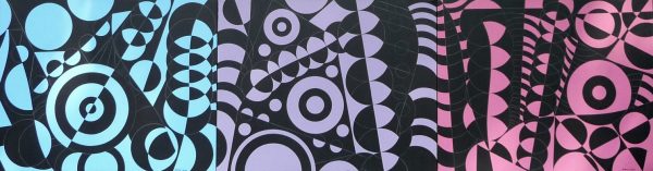1989 : Triptyque Les signaux stellaires (3 toiles de 55,9 x 71,1 cm ( 55,9 x 213,3 cm) : Acrylique sur toile de coton)