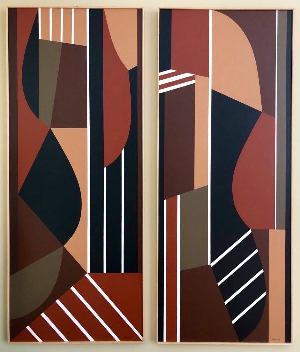 1985 : Duo Au portail de la nuit ouest & Au Portail de la nuit est  (2 tableaux de 150 cm x 61 cm : Acrylique sur toile de lin collée sur  masonite)