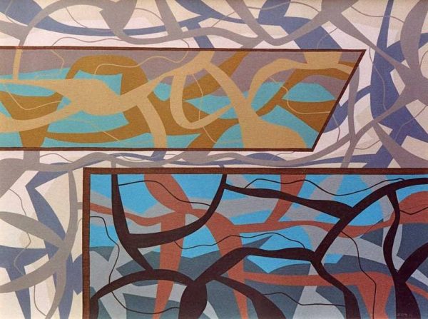 1973 : Série Jardin d'eau : Miroir des mondes, 1 de 10   (127,6 x 95,2 cm / 60 Figure : Acrylique sur toile de lin)