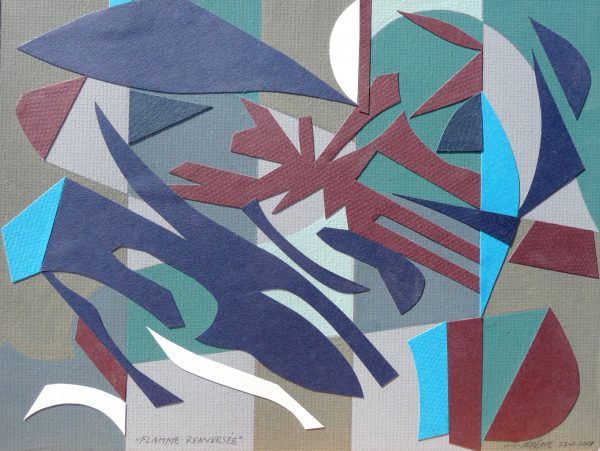 2001: Flamme renversée (22,8 x 30,5 cm : Découpage collage sur carton)