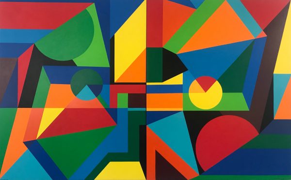 1993 : Diptyque Dieu planète A & Dieu planète B (2 toiles de 152,4 x 121,9 cm / total 152,9 x 243,8 cm : Acrylique sur toile de coton)